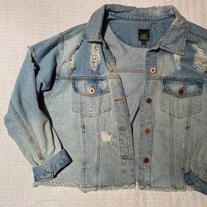 Distressed and Bleached Over-Sized Jean Jacket